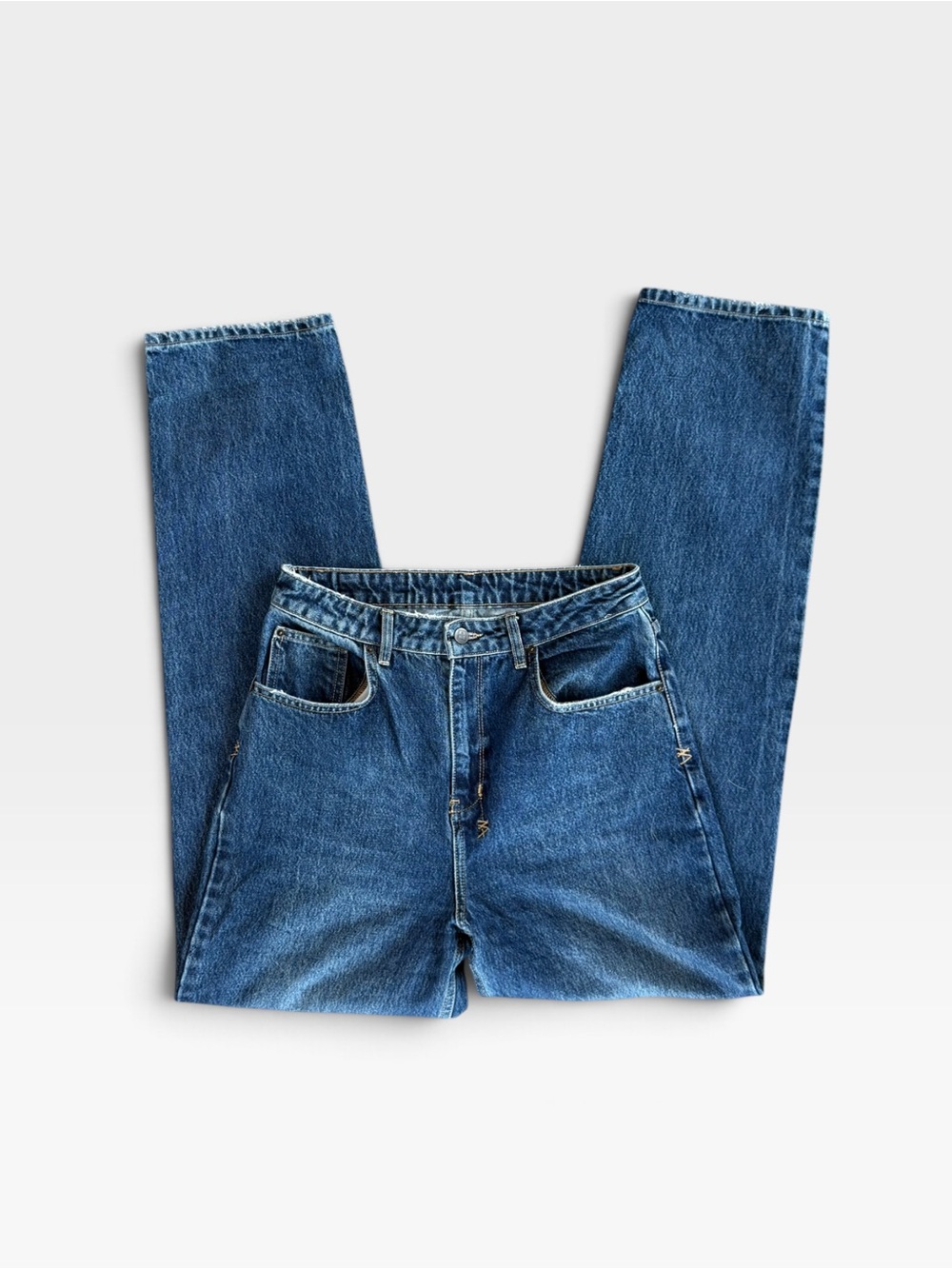 Ksubi High Rise Straight Leg Jeans | Mid Blue Vintage Wash | Womens Size 30